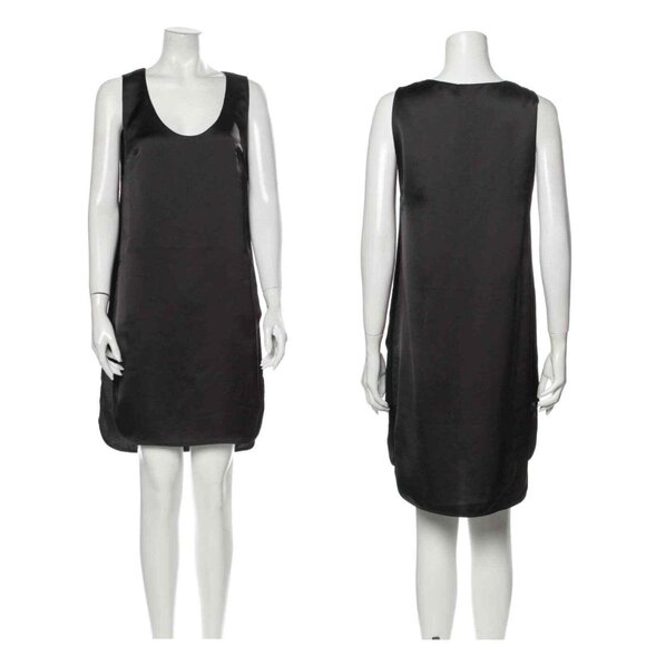 T Alexander Wang Sleeveless Satin Shift Dress Size 8 Black New Solid Party - Picture 1 of 8